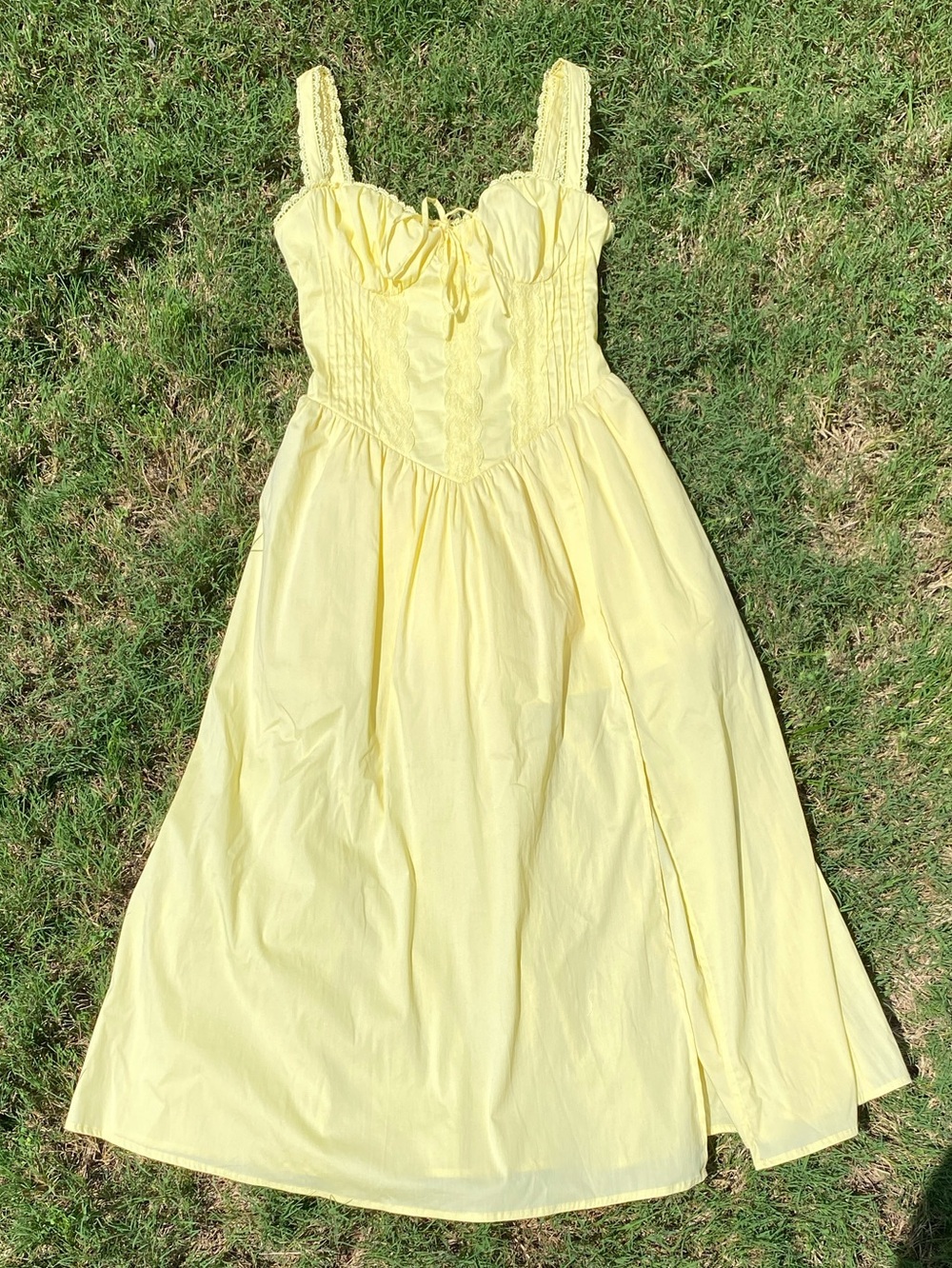 Apricot Lane pale yellow drop waist dress